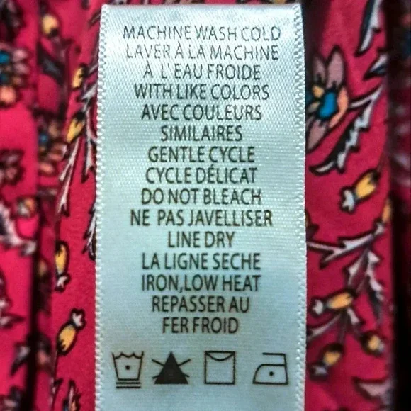 Max Studio Red Floral Blouse Long Sleeve Tie Front-Size M - Picture 8 of 8